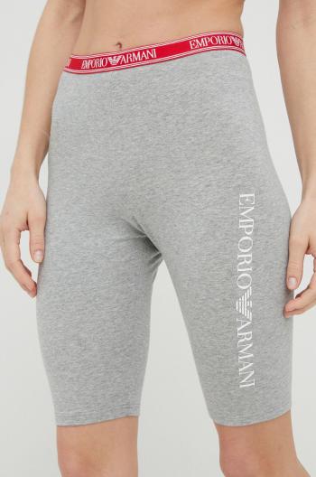 Šortky Emporio Armani Underwear dámske, šedá farba, s potlačou, stredne vysoký pás
