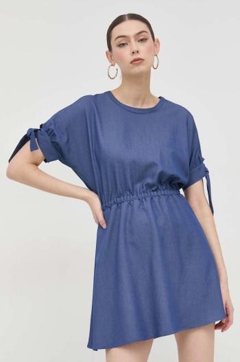 Šaty Silvian Heach tyrkysová farba, mini, áčkový strih