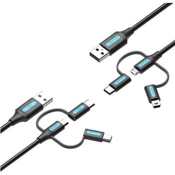 Vention USB 2.0 to 2-in-1 Micro USB & USB-C & Mini USB Cable 0.5M Black PVC Type (CQIBD)