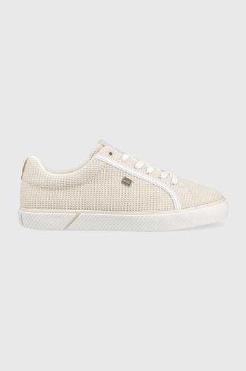 Tenisky Tommy Hilfiger ESSENTIAL VULC MESH dámske, béžová farba, FW0FW07299