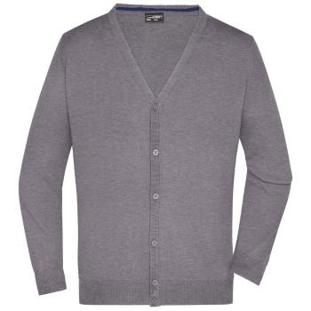 James & Nicholson Pánsky bavlnený sveter JN661 - Šedý melír | XXL