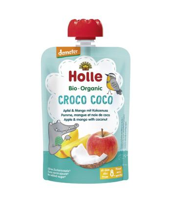 3x HOLLE Croco Coco Bio ovocné pyré jablko, mango, kokos, 100 g (8 m+)