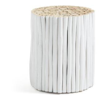 Biely odkladací stolík z tíkového dreva Kave Home Filippo, ⌀ 35 cm