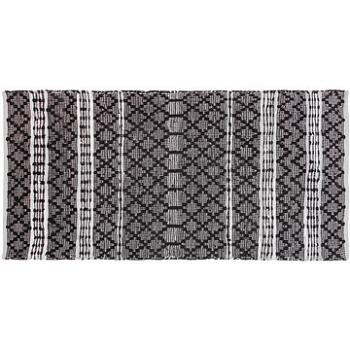 Kožený koberec 80 × 150 cm čierny s béžovou FEHIMLI, 182336 (beliani_182336)