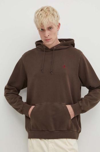 Bavlnená mikina Gramicci One Point Hooded Sweatshirt pánska, hnedá farba, s kapucňou, jednofarebná