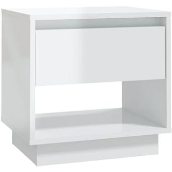 SHUMEE Nočný stolík biely s vysokým leskom 45 × 34 × 44 cm drevotrieska, 809524