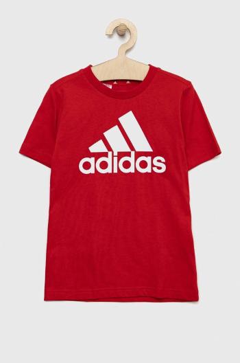 Detské bavlnené tričko adidas U BL červená farba, s potlačou