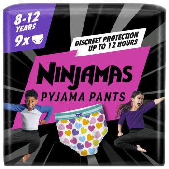 NINJAMAS Nohavičky plienkové Pyjama Pants Srdiečka, 9 ks, 8 rokov, 27kg-43kg