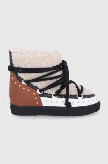 Kožené snehule Inuikii Curly Rock Wedge hnedá farba, 70103-076