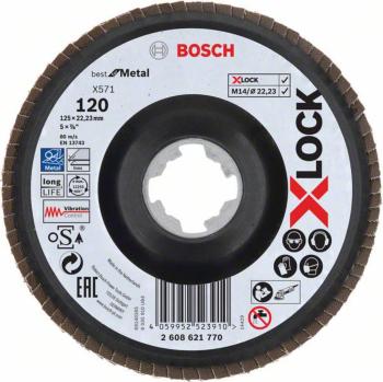 Bosch Accessories 2608621770 Lamelový disk X-LOCK, kovový, so zahnutým dizajnom, G 120, X571, 125 mm, K120 Priemer 125 m