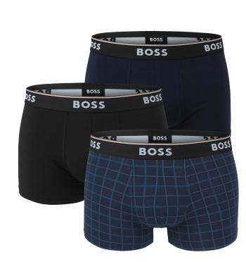 BOSS - boxerky 3PACK cotton stretch BOLD blue check combo - limitovaná fashion edícia (HUGO BOSS)-M (83-89 cm)