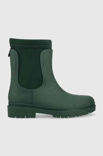 Gumáky Tommy Hilfiger Rain Boot Ankle dámske, zelená farba