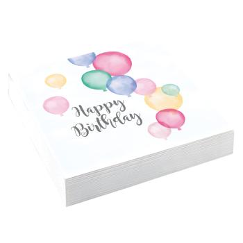 Amscan Servítky Happy Birthday - Pastelové balóny 33 x 33 cm