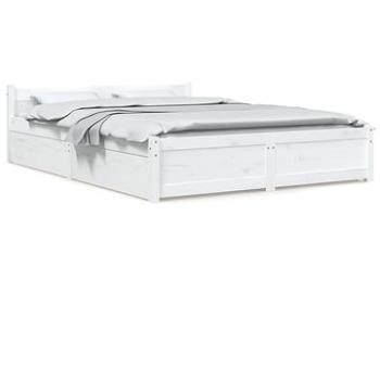 Rám postele so zásuvkami biely 160 × 200 cm, 3103570