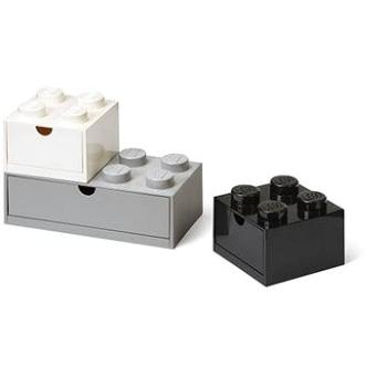 LEGO stolní boxy se zásuvkou Multi-Pack 3 ks - černá, bílá, šedá (5711938249823)