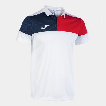 CREW V SHORT SLEEVE POLO WHITE RED NAVY XS