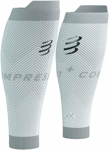 Compressport R2 Oxygen White/Nebel Grey T4 Bežecké návleky na lýtka