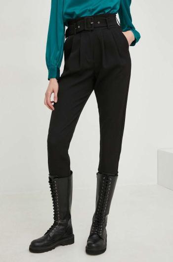 Nohavice Answear Lab dámske, čierna farba, cigaretový strih, vysoký pás