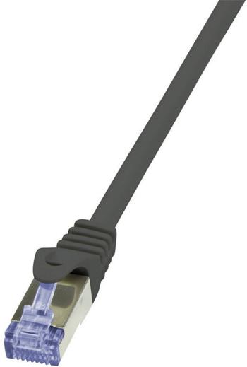 LogiLink CQ3073S RJ45 sieťové káble, prepojovacie káble CAT 6A S/FTP 5.00 m čierna samozhášavý, s ochranou 1 ks