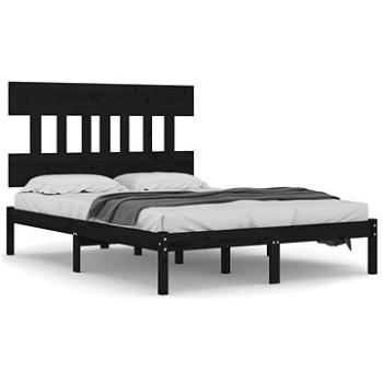 Rám postele čierny masívne drevo 140 × 190 cm, 3104722
