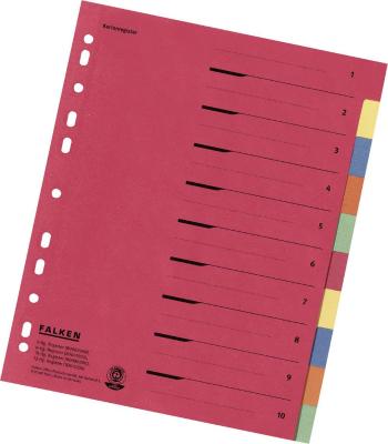 Falken 80086390 register DIN A4, nadmerná šírka prázdna karton viacfarebná 10 kariet s organizačným potlačou 80086390
