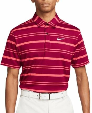 Nike Dri-Fit Tour Mens Stripe Noble Red/Ember Glow/White L Polo košeľa