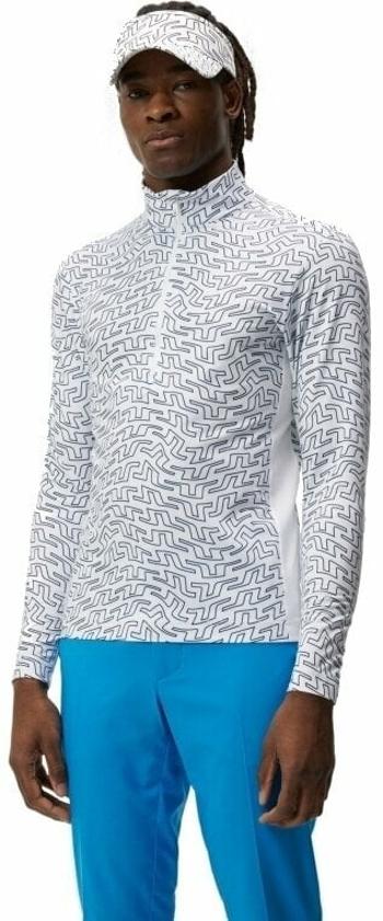 J.Lindeberg Luke Print Half Zip Mid Layer White Outline Bridge Swirl L