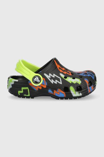 Detské šľapky Crocs CLASSIC LIGHTNING BOLT CLOG čierna farba