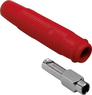 zdierka pre banánik BKL Electronic 072213 – spojka, rovná, Ø pin: 4 mm, červená, 1 ks