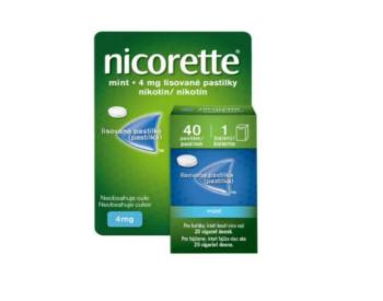 Nicorette Mint 4 mg zmierňujú chuť na cigaretu 40 pastiliek