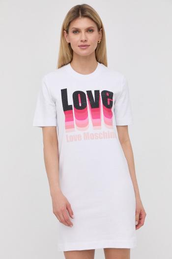 Šaty Love Moschino biela farba, mini, rovný strih