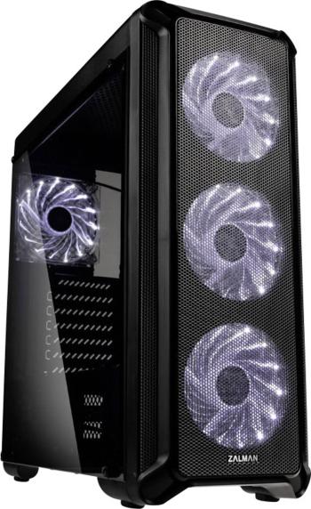 Zalman I3 midi tower PC skrinka čierna 4 predinštalované LED ventilátory, bočné okno