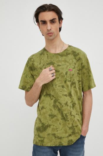 Bavlnené tričko Levi's zelená farba, vzorované