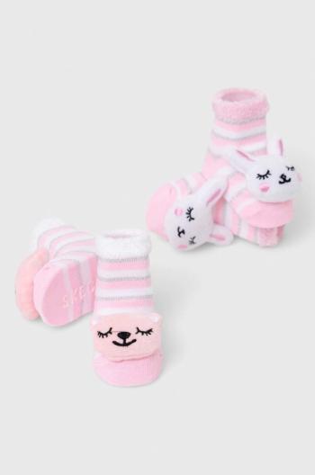 Ponožky pre bábätká Skechers 2-pak ružová farba