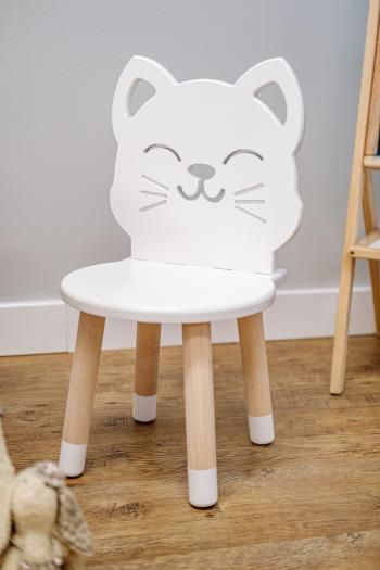 Detská stolička - Mačička - biela Kids chair - Cat