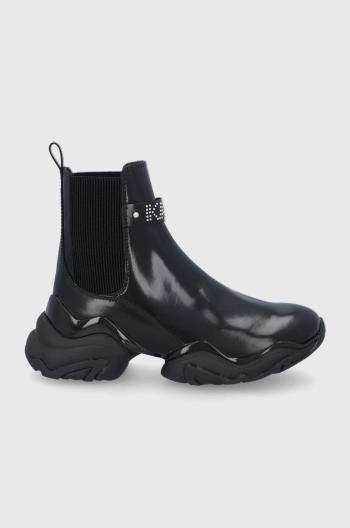 Kožené topánky chelsea Karl Lagerfeld Gemini dámske, čierna farba, na platforme