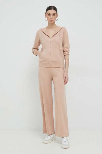 Nohavice Liu Jo dámske, béžová farba, široké, vysoký pás