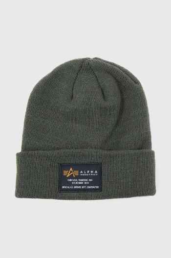 Čiapka Alpha Industries Crew Beanie 128924.257-green, zelená farba, z tenkej pleteniny