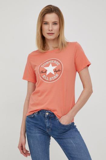 Bavlnené tričko Converse oranžová farba,