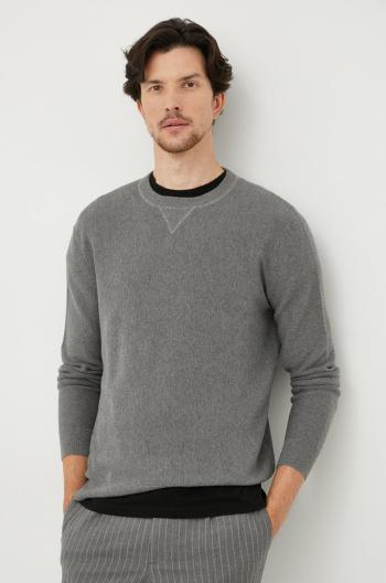 Bavlnený sveter Sisley pánsky, šedá farba, tenký,