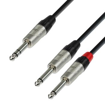 Adam Hall Cables K4 YVPP 0300 - Audiokabel REAN 6,3 mm Klinke stereo auf 2 x 6,3