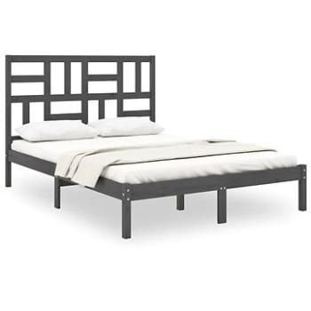 Rám postele sivý masívne drevo 160 × 200 cm, 3105962