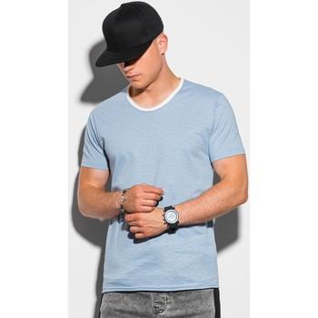 Ombre  Tričká s krátkym rukávom Pánske tričko bez potlače - svetlo nebesky modrá S1385  viacfarebny