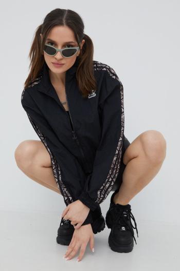 Bunda adidas Originals HT5987 dámska, čierna farba, prechodná, oversize
