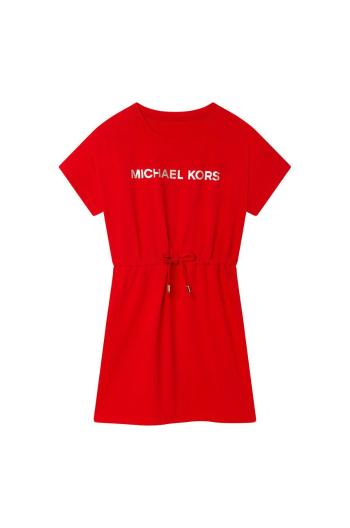 Dievčenské bavlnené šaty Michael Kors červená farba, mini, áčkový strih