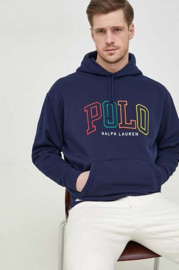 Mikina Polo Ralph Lauren pánska, tmavomodrá farba, s kapucňou, s nášivkou