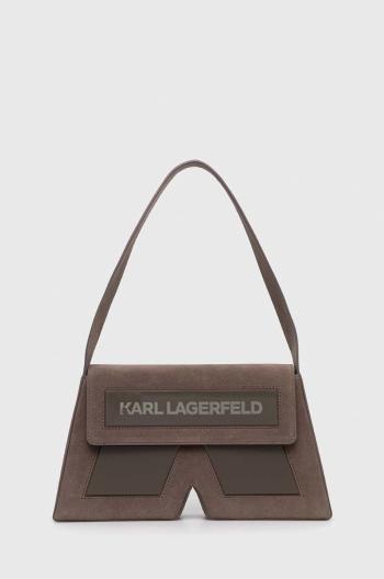 Semišová kabelka Karl Lagerfeld hnedá farba