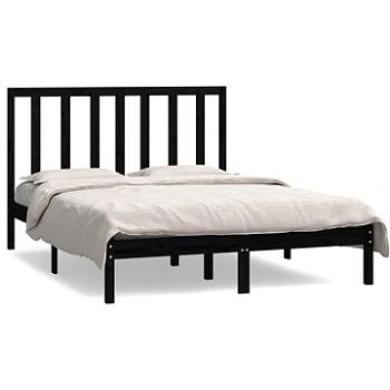 Rám postele čierny masívna borovica 140 × 190 cm, 3106622