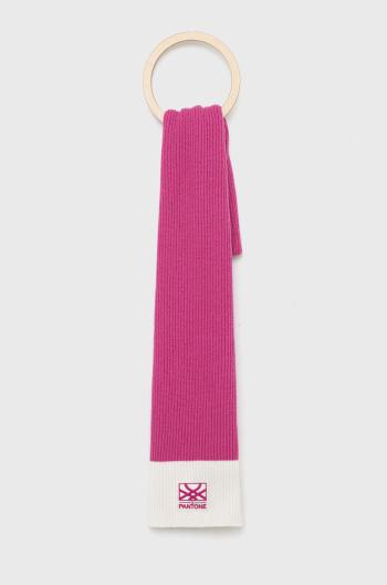 Šál s prímesou vlny United Colors of Benetton ružová farba, jednofarebný