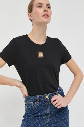 Bavlnené tričko Elisabetta Franchi čierna farba